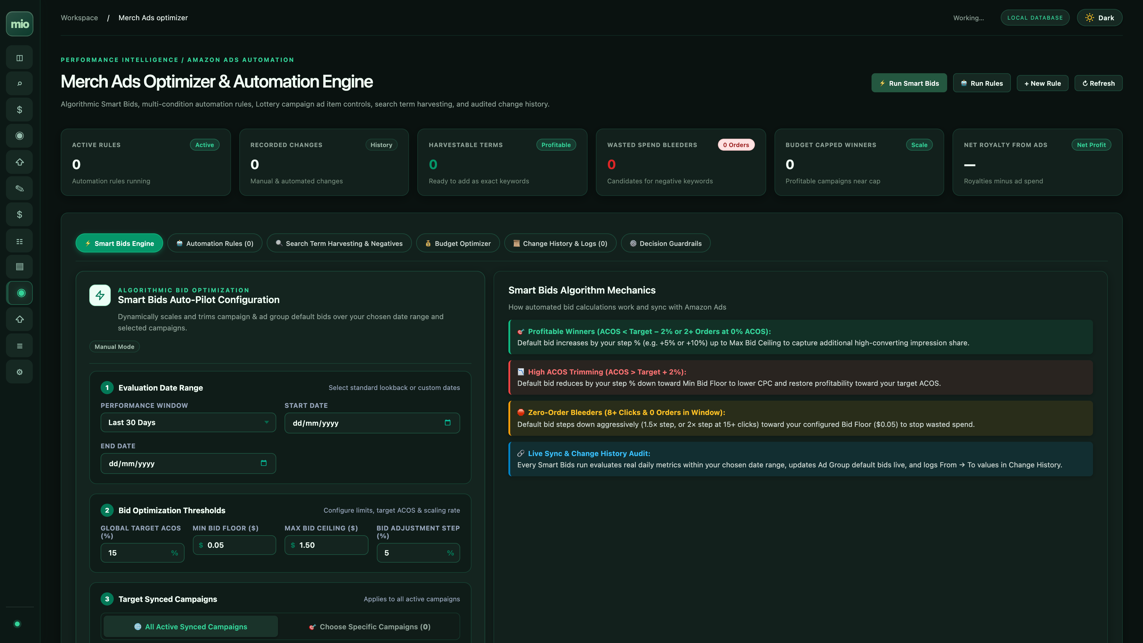 Merch Ads Optimizer with rules engine and campaign performance